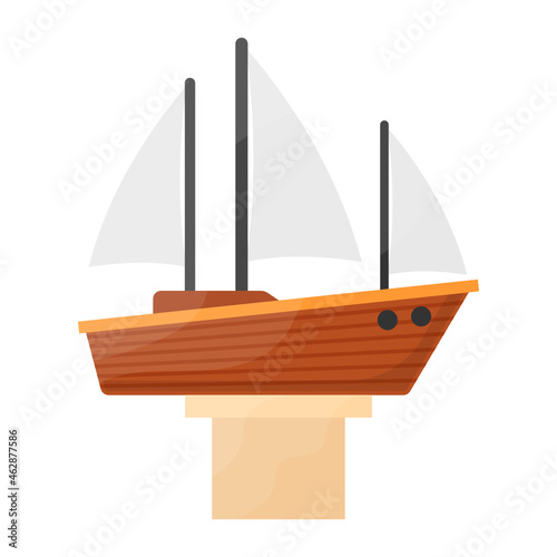 Model Ship Craft Concept, DIY Cardboard Pirate Ship Vector Color Icon Design, Hobby Symbol, Leisure time Activity Sign, Hobbyists and Handicraft Stock Illustration