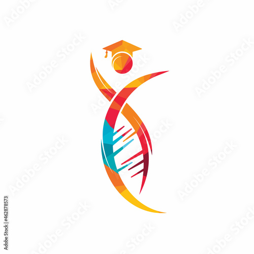 Student dna vector logo template. Genetic education vector logo design concept.