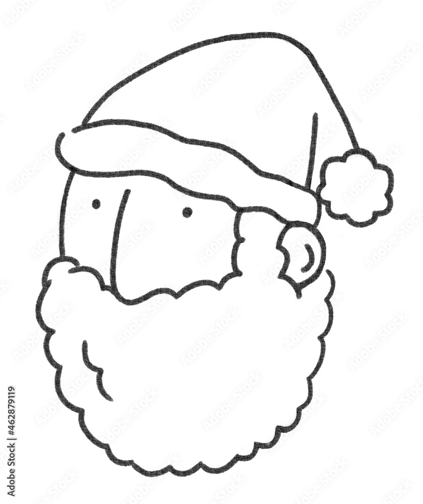 イラスト素材 サンタクロースの顔 クリスマス 線画 イラスト素材 サンタクロースの顔 クリスマス 線画