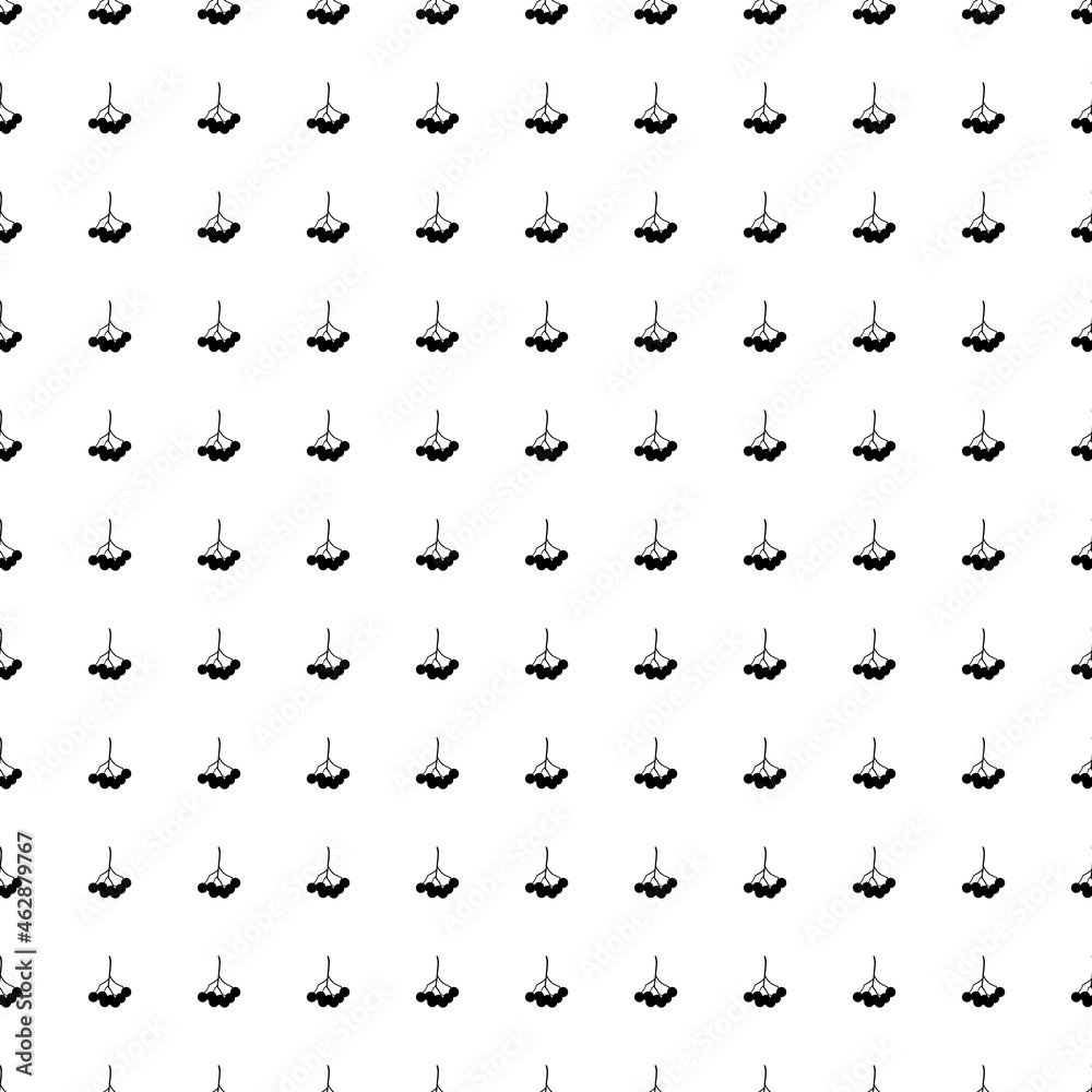 Square seamless background pattern from geometric shapes. The pattern is evenly filled with big black rowan berrys. Vector illustration on white background