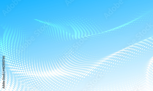 Vector abstract background from blue and white halftone. Multiple blue Halftone wave vector background. Halftone dots surface, pop art design. Minimal futuristic design. Vector EPS10