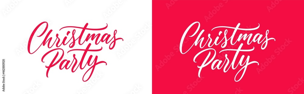 Christmas Party handwritten calligraphic text for banner, poster, invitation card. Vector hand lettering design. Xmas party typography design.