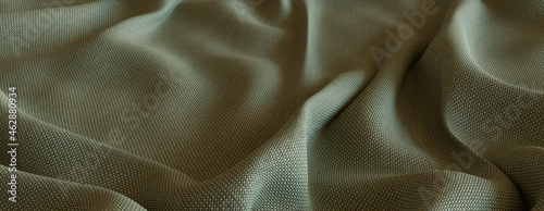 Seasonal Autumn Background with Fine Woven Fabric. Ripples and Folds form a Wavy Grey Green Texture. photo