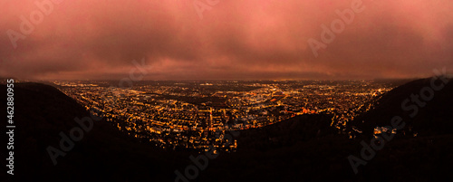 Reddish panorama of sunset over Heidelberg