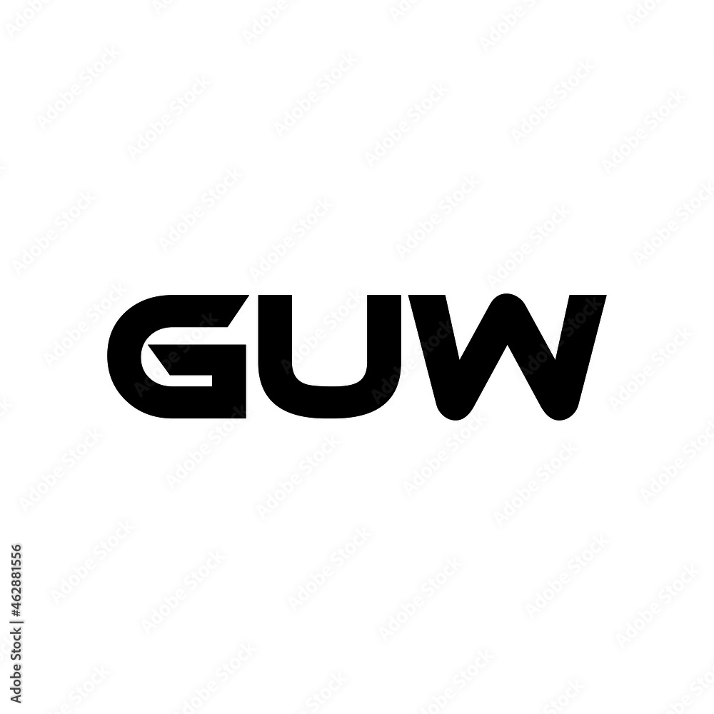 GUW letter logo design with white background in illustrator, vector logo modern alphabet font overlap style. calligraphy designs for logo, Poster, Invitation, etc.