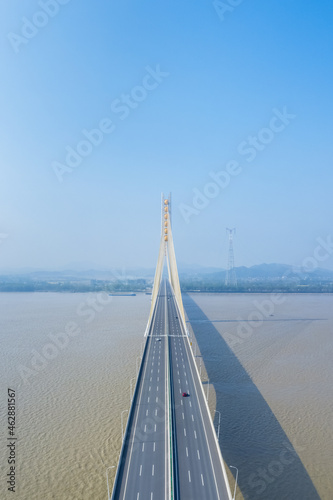 aerial view of the chizhou yangtze river bridge photo