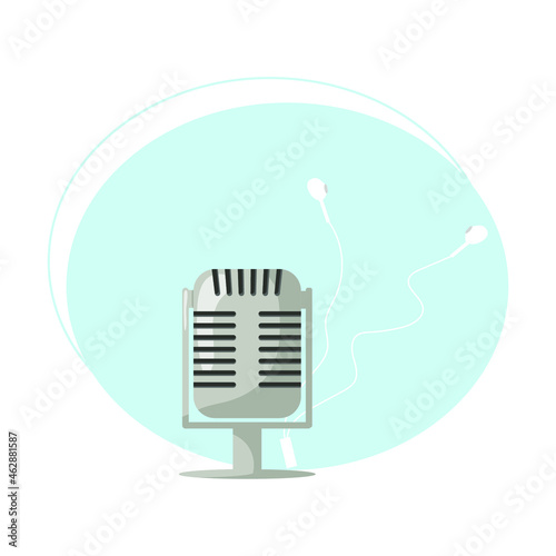 Podcast affiliation. Microphone and headphones. Vector illustration.