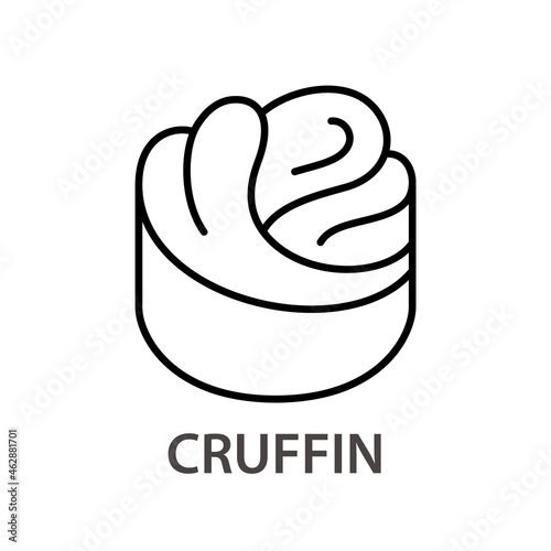 Cruffin or craffin line art icon. Outline vector logo. Contour isolated pictogram on white background photo