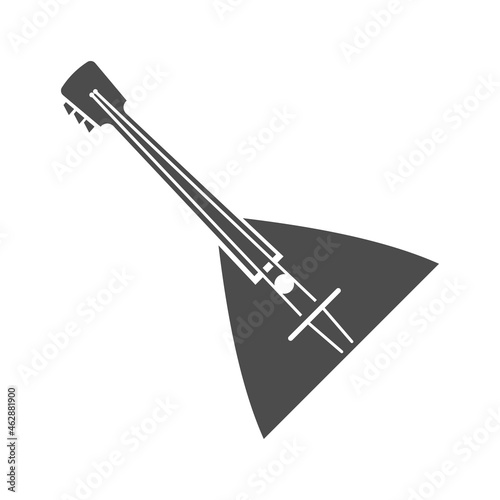 Monochrome simple balalaika icon vector illustration. Entertainment musical instrument strings
