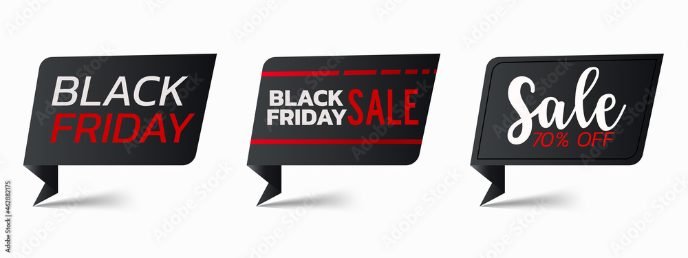 isolated text shopping sale speech balloon curve rectangle in black banner element for decorating background, wallpaper, texture, icon, label, frame, button etc. vector design.