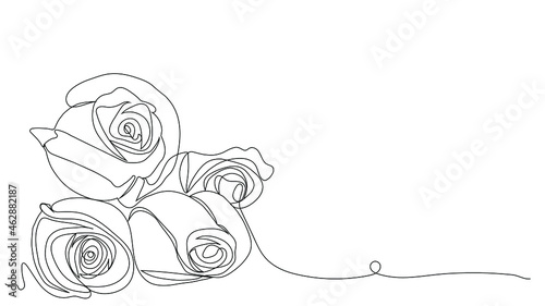 Roses flower icon. Continuous one line drawing. Vector illustration,vector illustration for t-shirt.