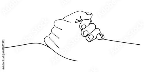 Hold one's hands continuous line drawing. 
People shaking hands one line .