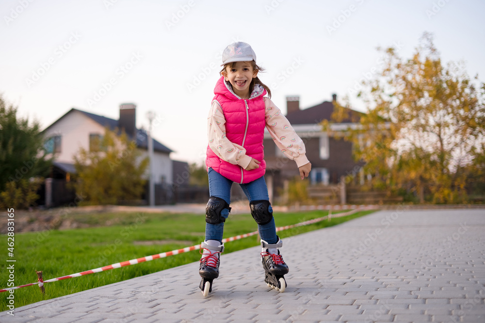 little girl on roller skates