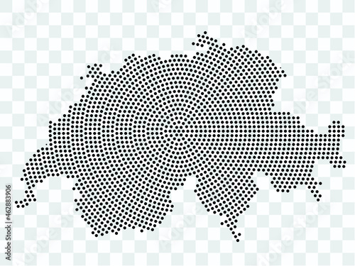 Abstract black map of Switzerland - planet dots planet, isolated on transparent background.Vector eps 10