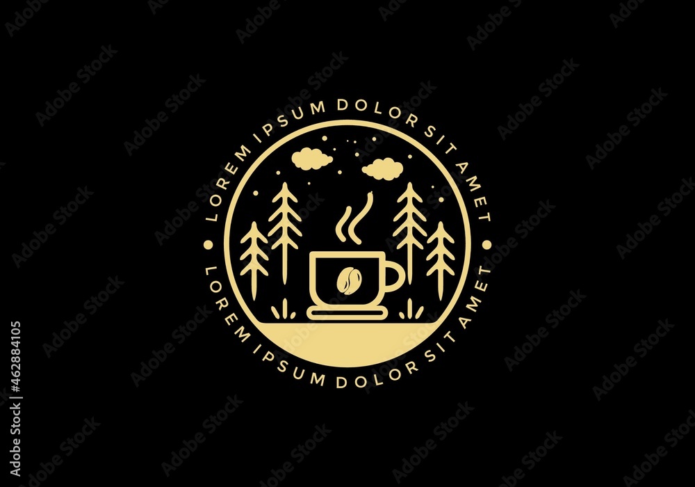 Fototapeta premium Line art illustration drawing of coffee cup