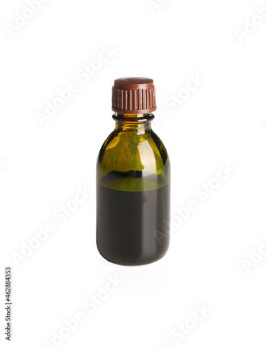 Bottle of brilliant green isolated on white