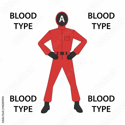 red blood type character flat design illustration