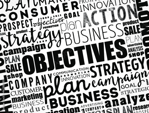 Objectives word cloud collage, business concept background