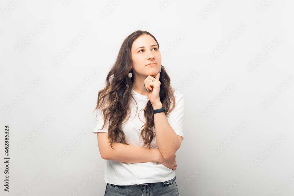 Portrait of a woman imagining or thinking about something. Portrait of a woman imagining or thinking about something.