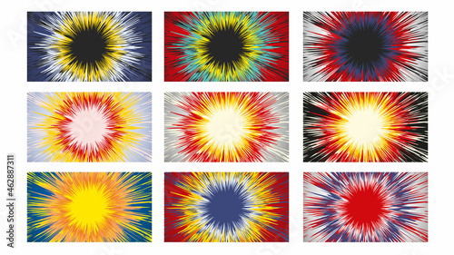 set pop art explosion background texture design illustration