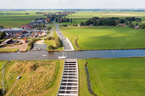 Aerial from aquaduct Jeltesloot in Friesland the Netherlands photo