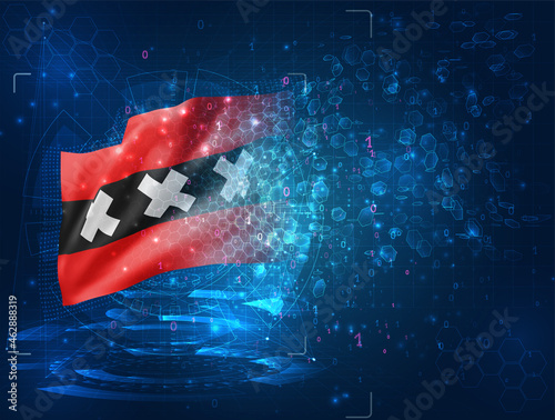 vector 3d flag on blue background with hud interfaces