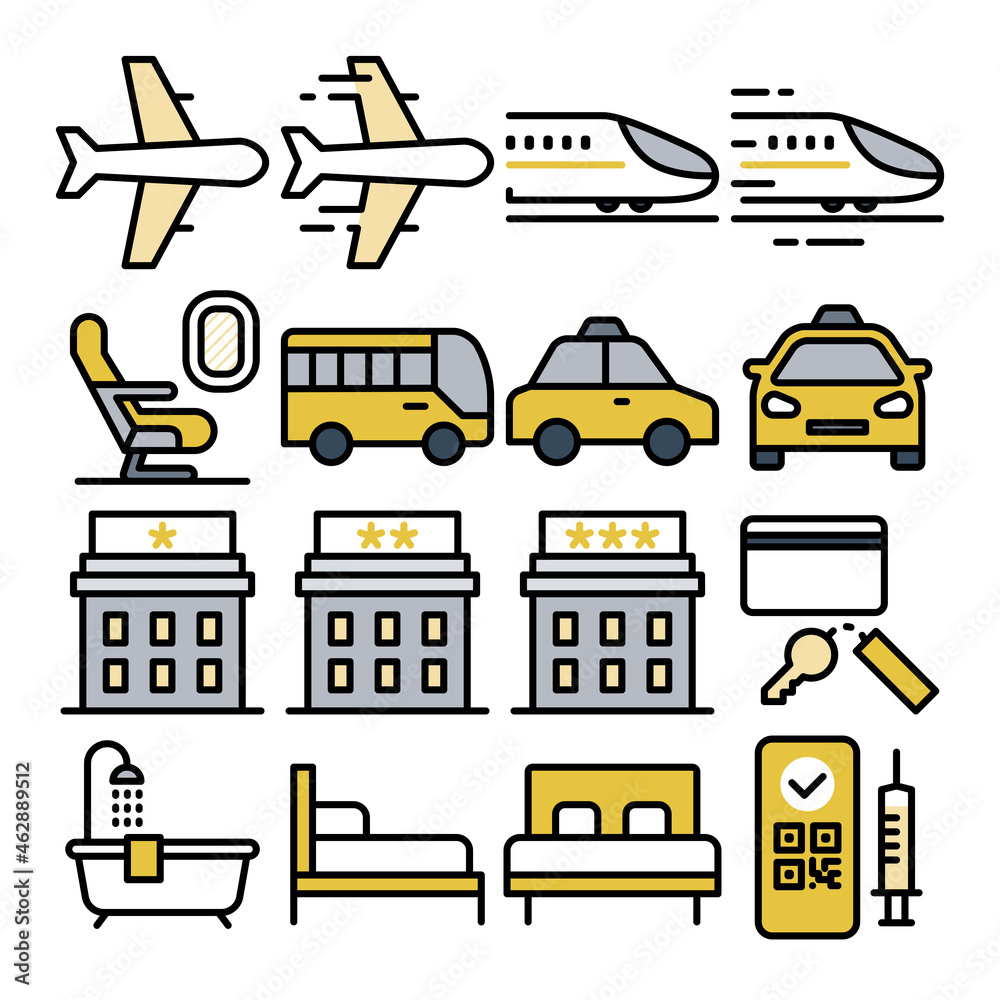 Obraz premium 旅行トラベルアイコンセット ニューノーマル