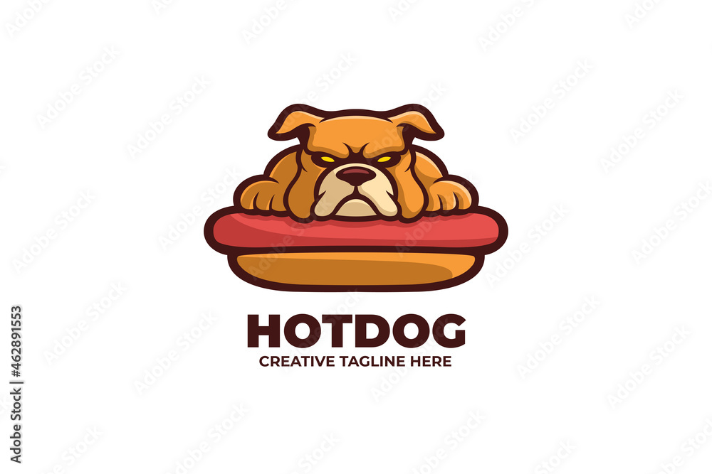 Hot Dog Fast Food Cartoon Mascot Logo Hot Dog Fast Food Cartoon Mascot Logo