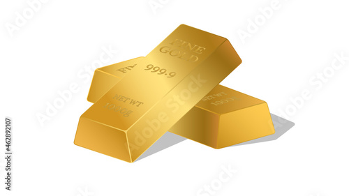 Gold bar bricks islotaed on white  background