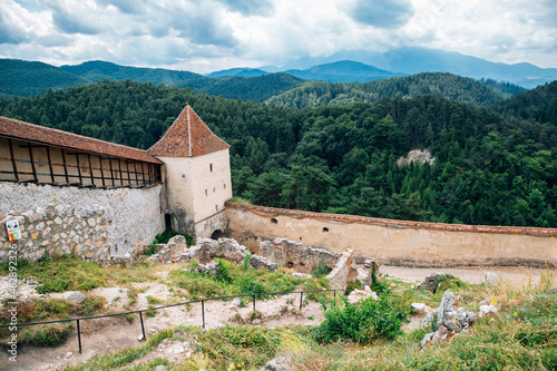 Rasnov Fortress and mountain in Rasnov, Romania photo