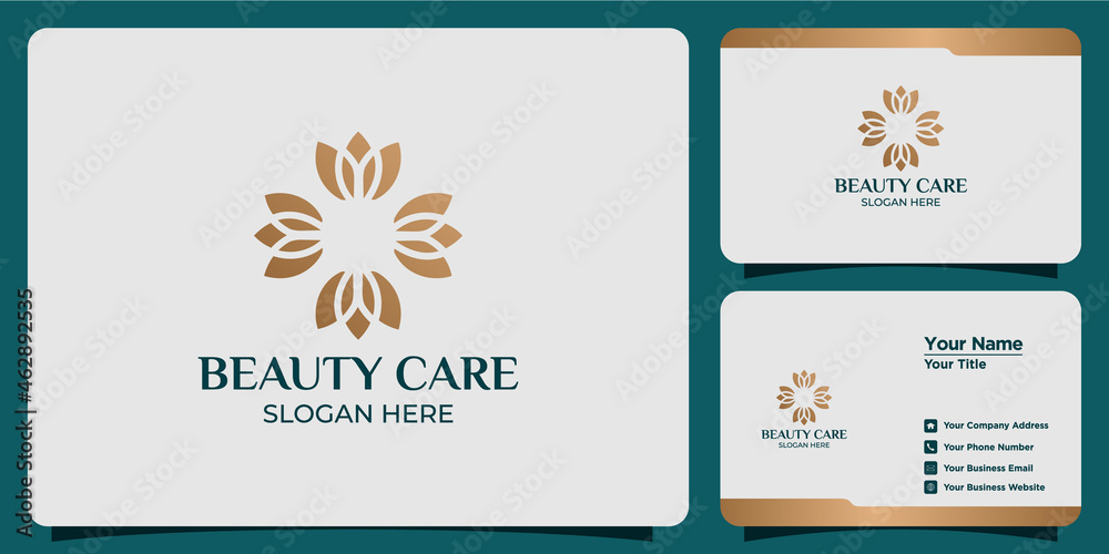set of beauty care logos and business cards