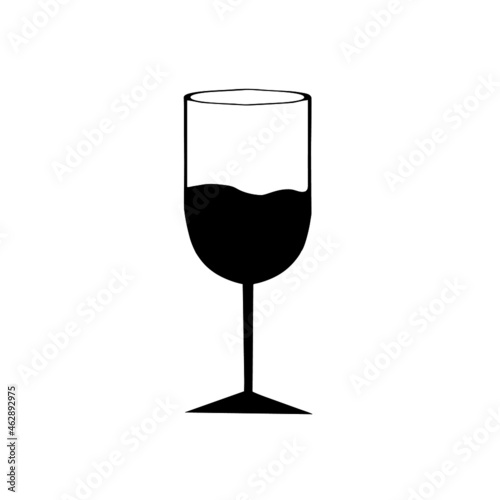Wine bar logo template. Black wine glass photo