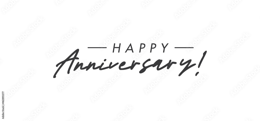 Fototapeta premium Happy Anniversary calligraphy inscription. Greeting banner. Hand drawn style design. Handwritten modern lettering.
