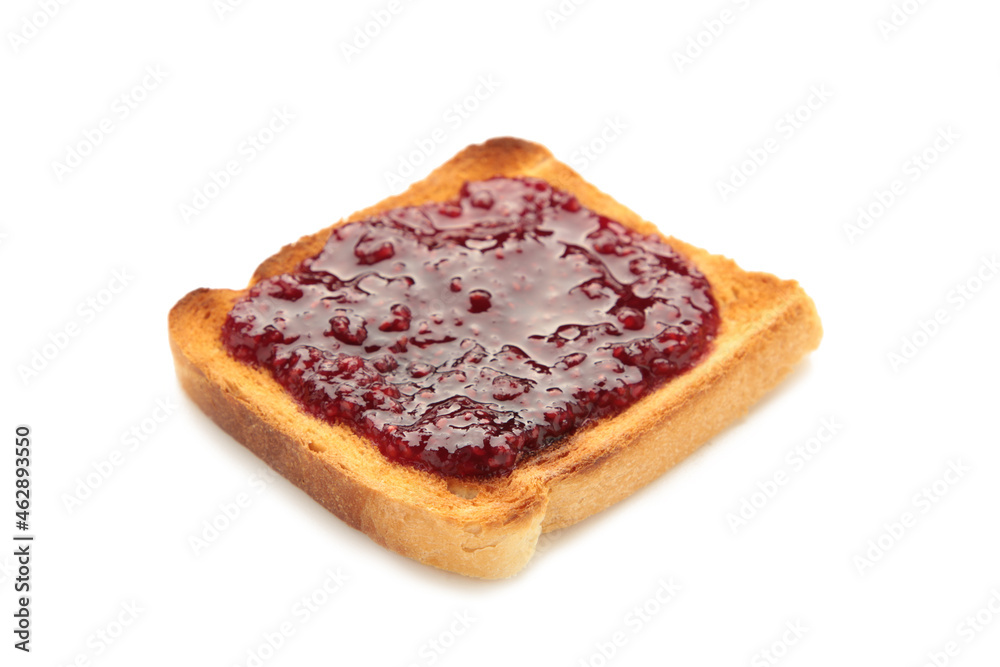 Toast with berry jam isolated on white background Toast with berry jam isolated on white background
