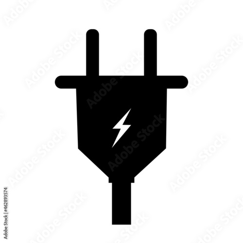 Vector illustration of electrical 2 pin plug icon with electric symbol