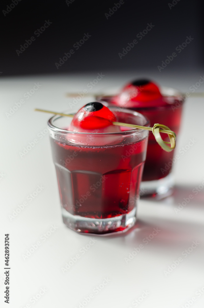 custom made wallpaper toronto digitalScary drinks shots made with tequila, grenadine and tabasco decorated with jelly eyeball