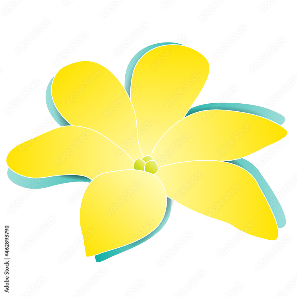 Yellow paper flower with shadow on white background Yellow paper flower with shadow on white background