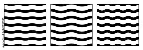 Set of wavy simple horizontal seamless lines background. Simple textures for background