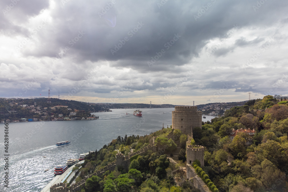 Aerial view on Rumeli Hisari fortress Turkey, Istanbul