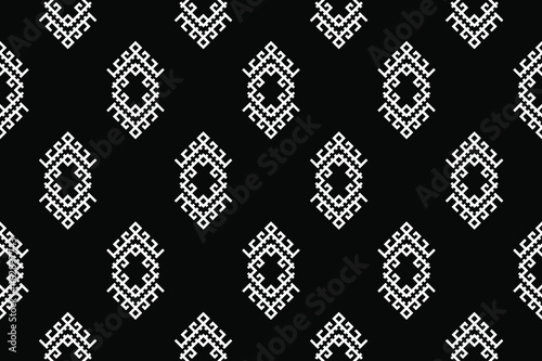 Geometric ethnic oriental seamless pattern traditional Design for background,carpet,wallpaper.clothing,wrapping,Batik fabric,Vector illustration.embroidery style - Sadu, sadou, sadow or sado