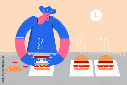 Making fast food work concept.