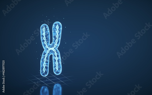 Fototapeta Naklejka Na Ścianę i Meble -  Chromosome with blue background, 3d rendering.
