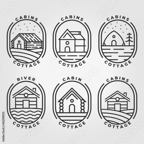 Set Bundle Cabin Cottage Logo Icon Vector Illustration Design