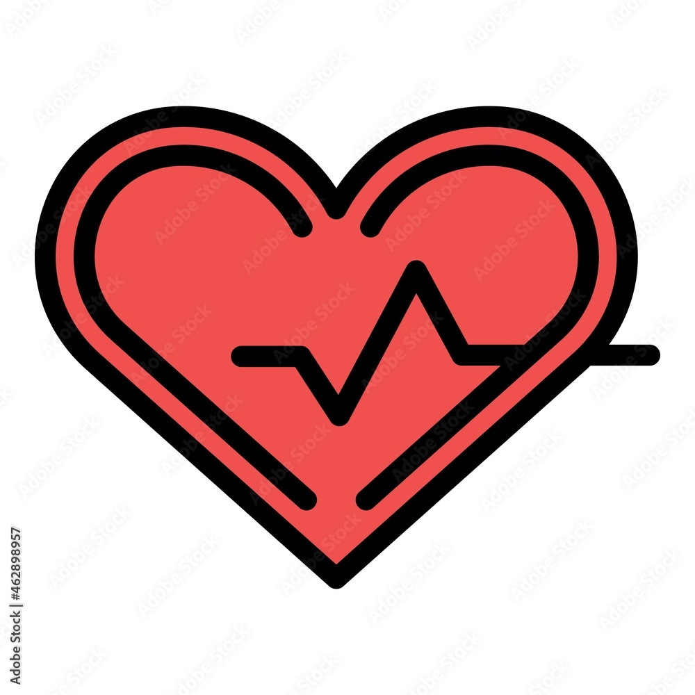 Heart analysis icon. Outline heart analysis vector icon color flat isolated Heart analysis icon. Outline heart analysis vector icon color flat isolated