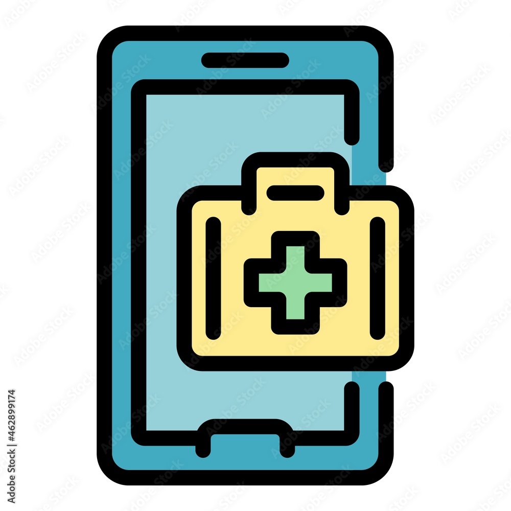 Digital medical help icon. Outline digital medical help vector icon color flat isolated Digital medical help icon. Outline digital medical help vector icon color flat isolated
