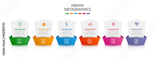 Infographic design business template with 6 options, steps. Can be used for workflow layout, diagram, annual report, web design.  Vector eps 10