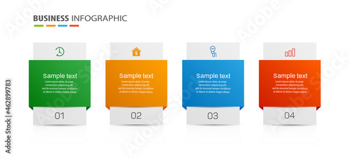Infographic design business template with 4 options, steps. Can be used for workflow layout, diagram, annual report, web design. Vector eps 10 