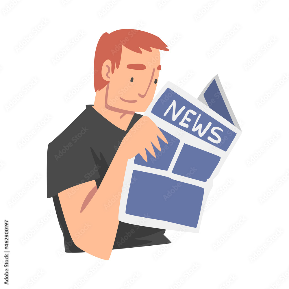 Man Character Gathering News Reading Newspaper Vector Illustration Man Character Gathering News Reading Newspaper Vector Illustration