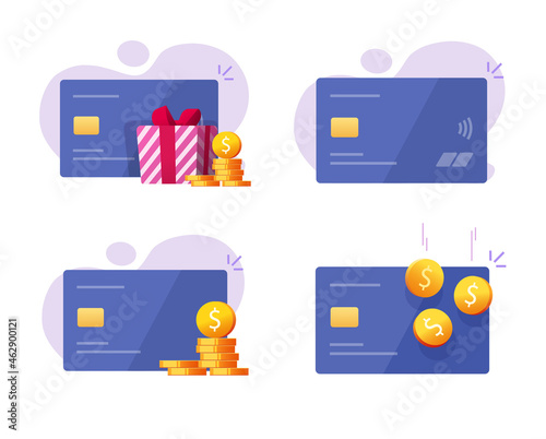 Bank credit plastic card as gift reward program with money cashback, digital electronic cash back bonus redeem, earnings return, idea of banking marketing promotion offer concept