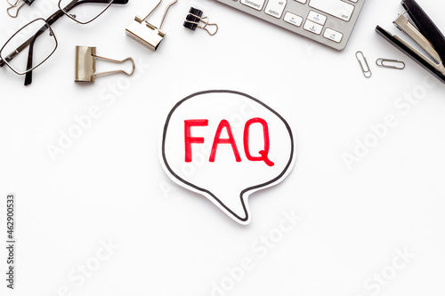 Obraz na plátně Business concept faq frequently asked questions on office table